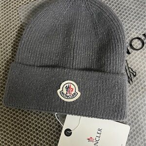 Moncler Gray Ribbed Beanie